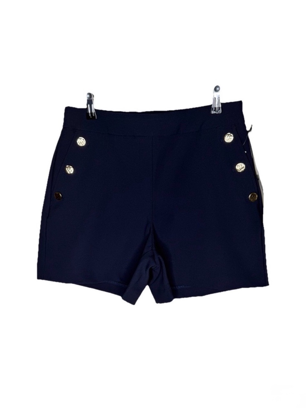 NWOT Rachel Zoe Navy Blue Sailor Shorts Solid Button Accents Flat Front Size 8